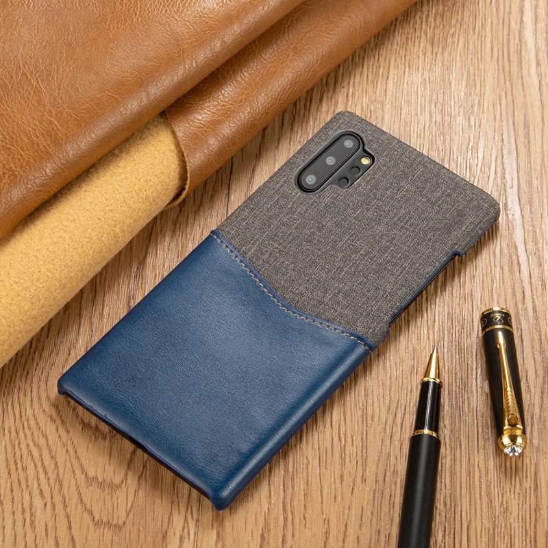 Темно-синий Чехол для samsung Galaxy Note 10 Plus, роскошный классический тканевый чехол из искусственной кожи для samsung Note 10 Plus Note 10 Note 9 8, чехол - Цвет: Темно-синий