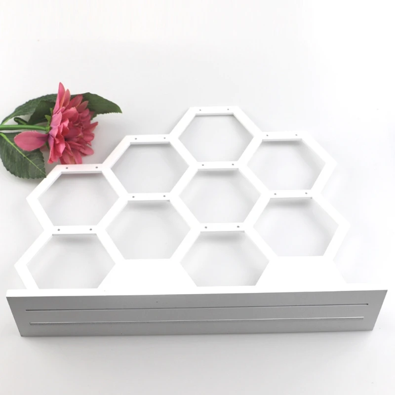 

Natural Wood White Honeycomb Jewelry Earring Display Stand Up to Hold 9 Earrings R2LE