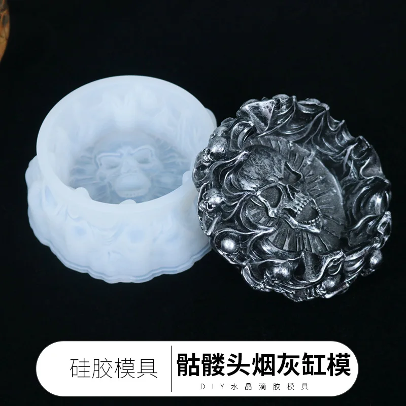 

DIY Crystal Epoxy Ashtray Mold New Skull Ashtray Mold High Mirror Handmade Silicone Resin Mold
