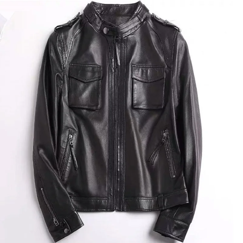 

New Women Outerwear 100% Genuine Leather Jackets Sheepskin Short Coats Motorcycle Windbreak Clothing Spring Autumn Female Jacket