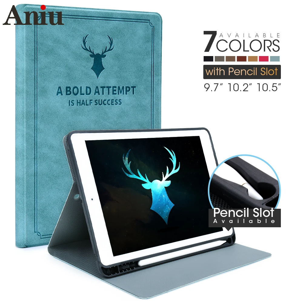 

Case for 2019 iPad 10.2 7th 2018 2017 9.7 Mini 4 5 2020 Pro 11 10.5 Air 3 Smart Cover with Pencil Holder iPad 5th 6th Generation