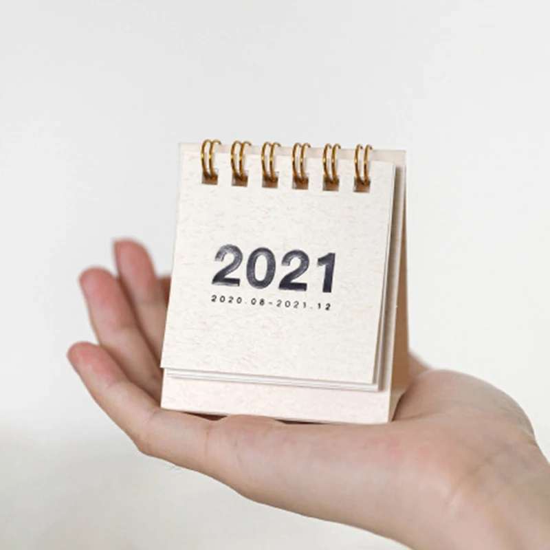 

2021 Simple Solid Color Mini Desktop Paper Simple Calendar Dual Daily Scheduler Table Planner Yearly Agenda Organizer