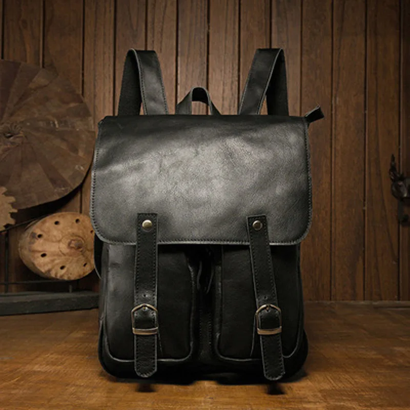 

Handmade leather backpack men's bags backpack women's bags travel tide business trip school bags men and women bags business