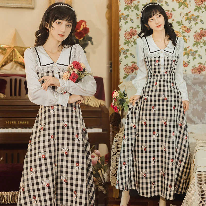 

COIGARSAM Plaid Women dress New Spring Dresses 6807