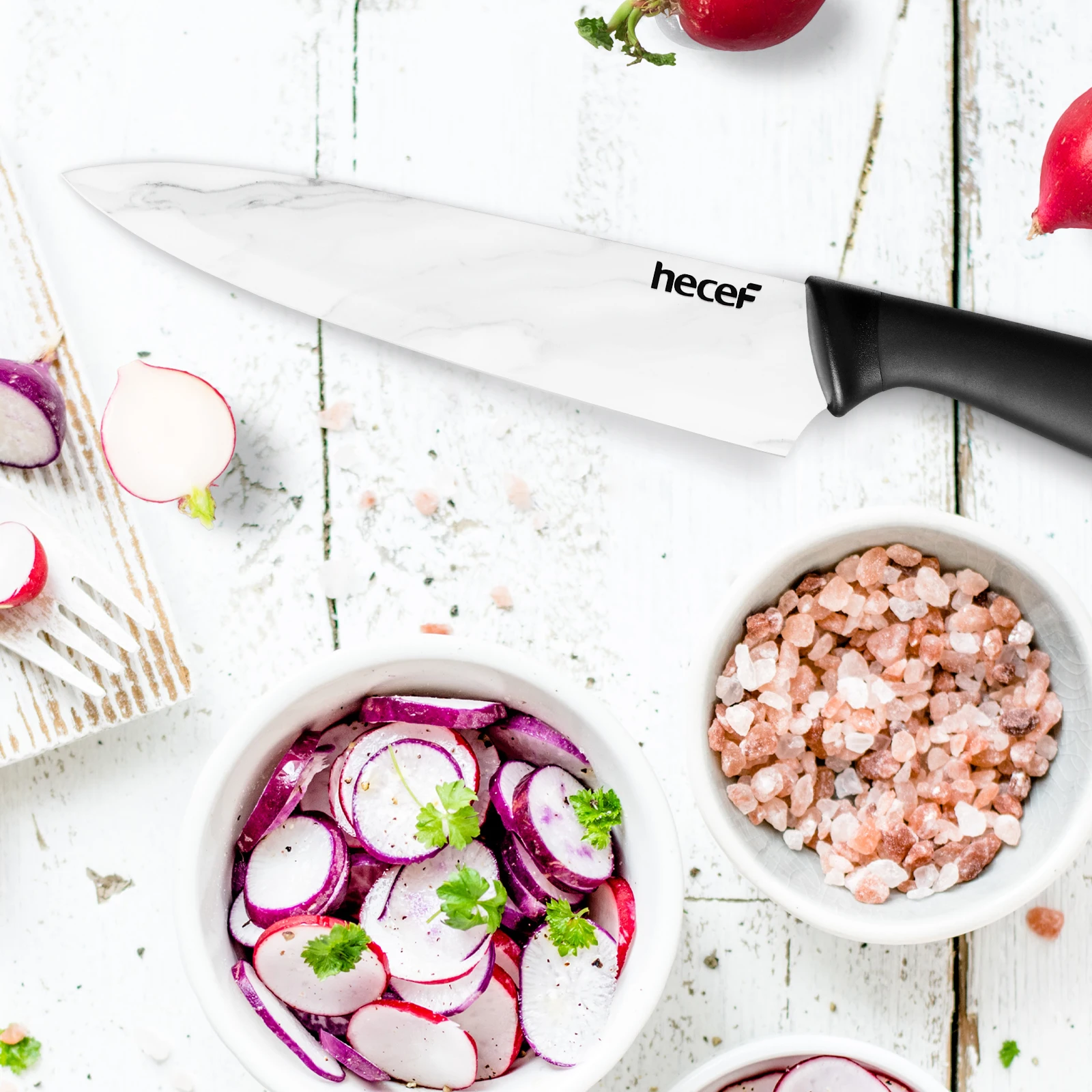 Набор кухонных ножей Hecef с мраморным покрытием Ariston поварские ножи антипригарным