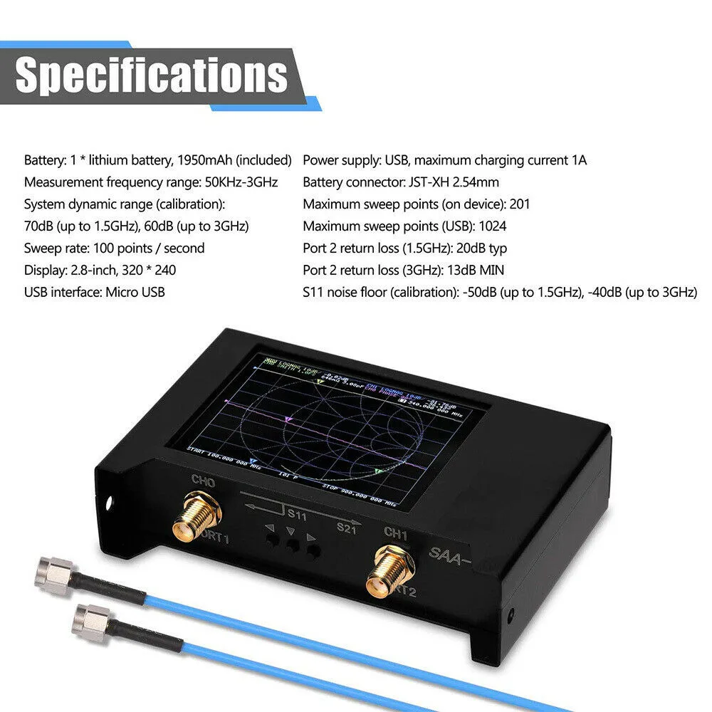 

3G NanoVNA V2 50kHz-3GHz Vector Network Analyzer Antenna Analyzer VNA HF VHF UHF Network Analyzers With USB Data Cable