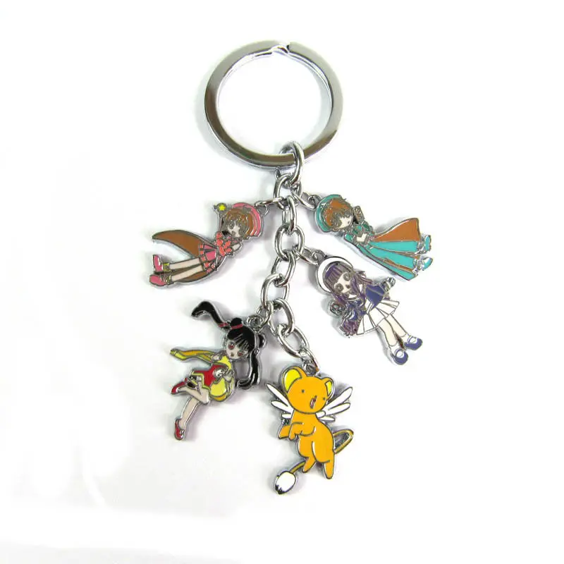 

5pcs/set Japan Anime Kinomoto Sakura Card Captor Sakura Action Figure printed sakura Magic Keychain pendant Doll Toy Gift New