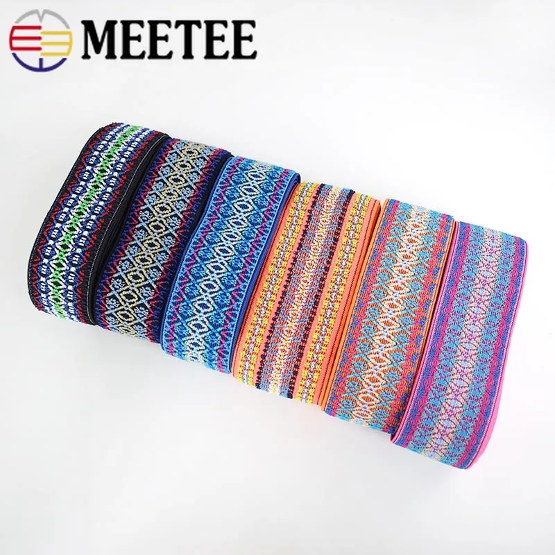 3 метра 5-6 см эластичная лента в этническом стиле жаккардовая декоративная