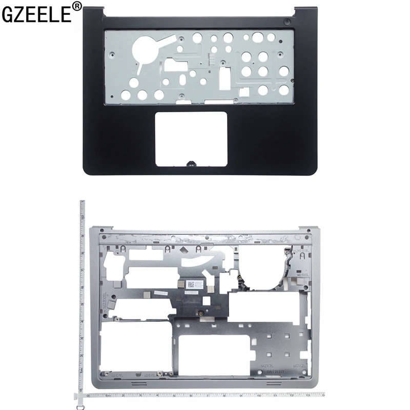 GZEELE Used case For Dell Inspiron 14 5000 5447 5445 5448 5457 5442 5443 P49G Palmrest Upper cover bottom base case LOWER