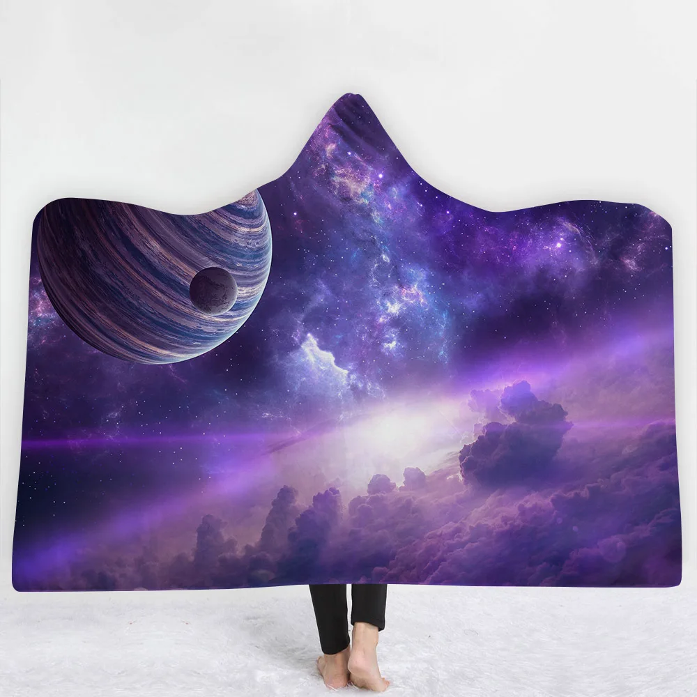 Cosmic Galaxy одеяло с капюшоном утолщение 3d принт пледы диван/кровать/самолет