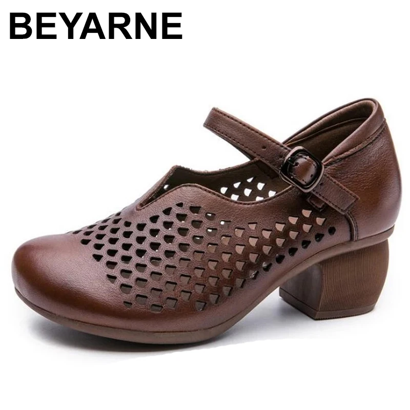 

Женские босоножки из натуральной кожи, в стиле ретро