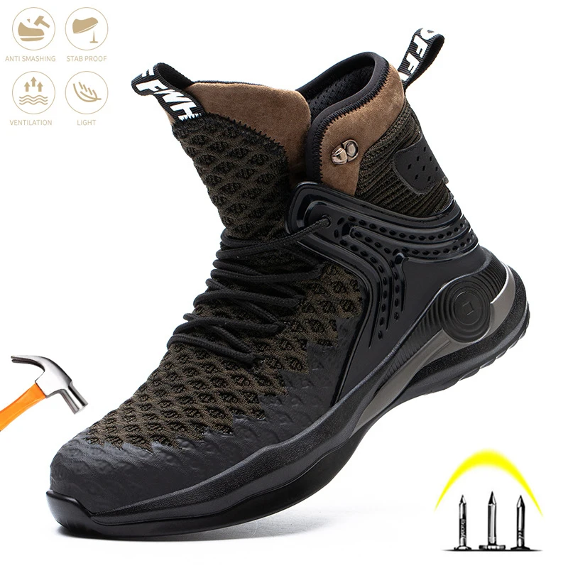 

2023 Fashion Mens Safety Work Shoes Indestructible Steel Toe Cap Boot Anti-smashing Anti-piercing Light Construction Comfort