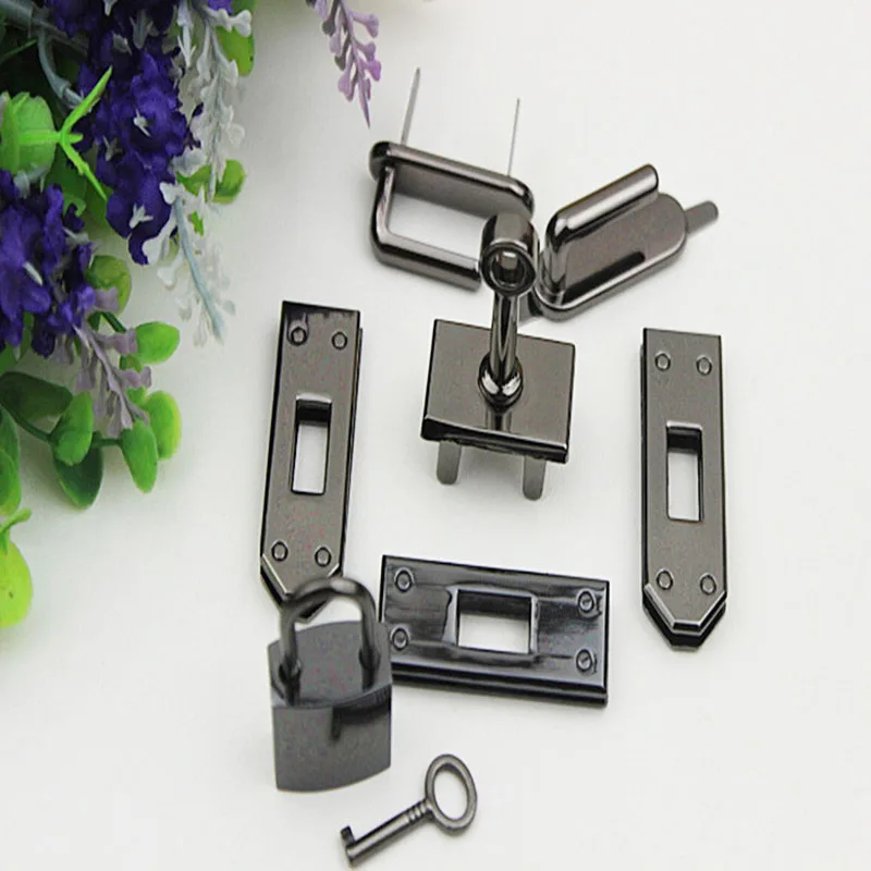5Sets(7pcs/set) Metal Bag Hardware Accessories Women's Handbag Turn Twist Clasp Lock Buckle DIY Shoes Part Leathercraft