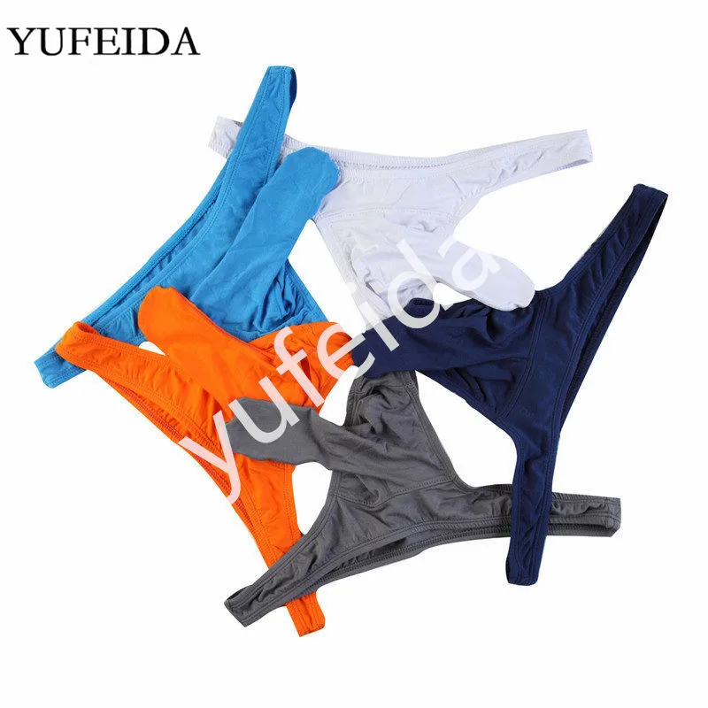 Сексуальные мужские стринги YUFEIDA 5 шт./лот нижнее белье для геев трусы с мешочком в