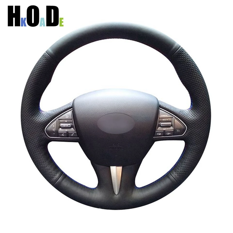 Чехол на руль из искусственной кожи черный цвет ручная работа для Infiniti Q50 2014 2015 QX50