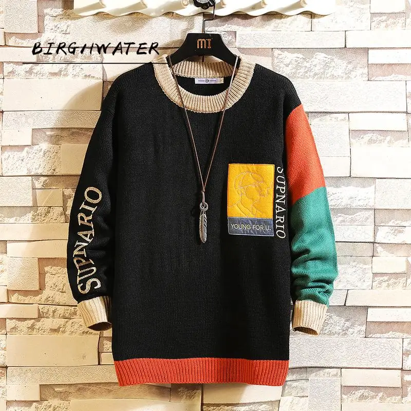 

Мужской свитер с длинным рукавом, черный вязаный пуловер оверсайз с круглым вырезом, большие размеры 5XL, Осень-зима 2021