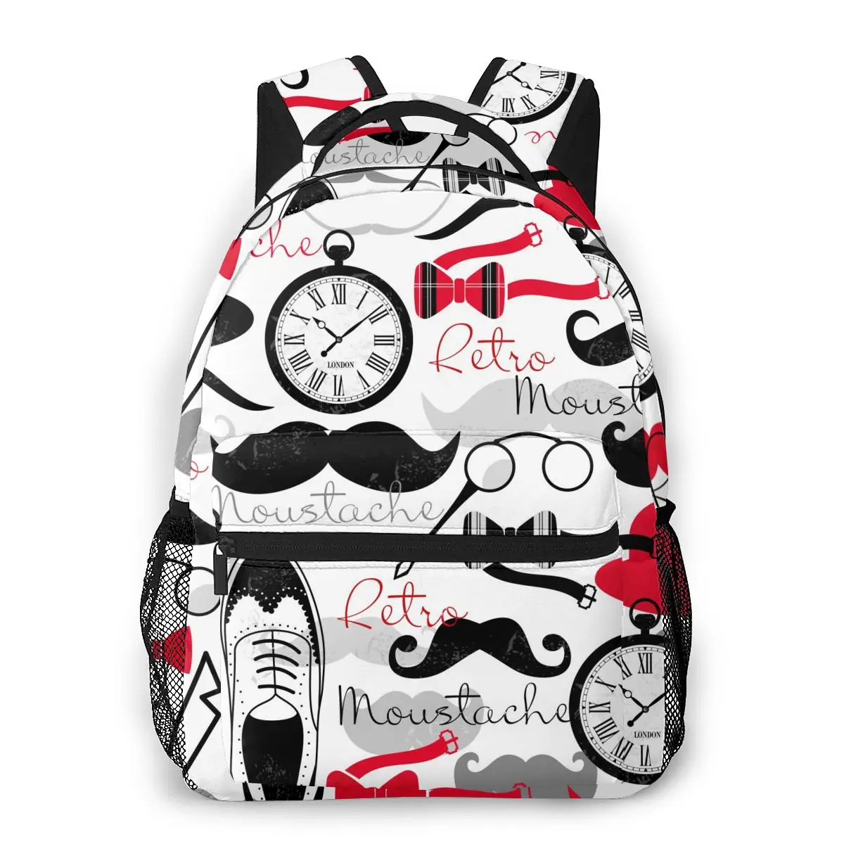 

OLN Women Backpack with Multiple Using Women Backpacks Retro Moustache Pattern Female School Bag Girls Travel Bag