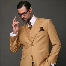 Traje caqui personalizado de alta calidad para hombre, nuevo diseño de solapa con muescas, el mejor autocultivo del novio, conjunto de 3 piezas (abrigo + Pantalones + chaleco) (1)