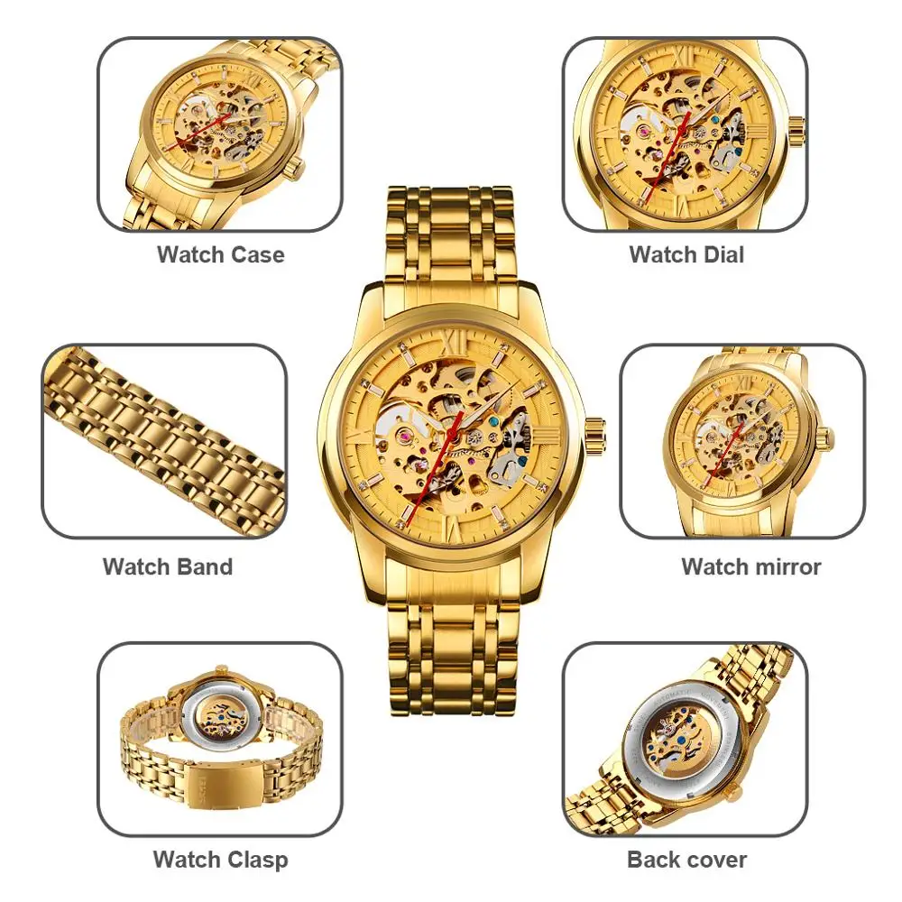 

SKMEI Luxury Stainless Steel Automatic Watch Men Hollow Dial Mechanical Watches For Men Fashion Business Clock reloj hombre 9222