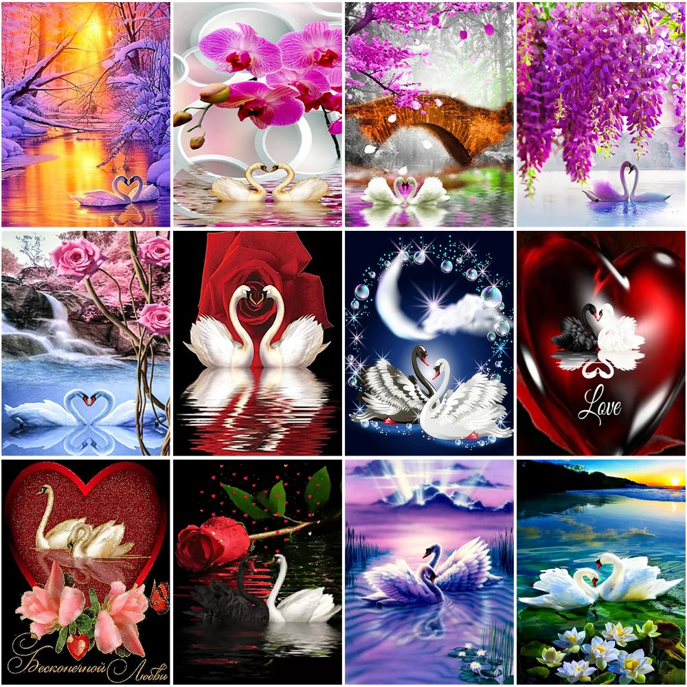 

Diamond Painting Love Swan Animal Paintings Embroidery Kit Home Decor Personalized Gift Puzzles Diy Mosaic Needle Arts Craft