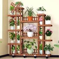 household balcony solid wood flower stand 4 layer indoor floor green radish shelf organizer fashion pastoral flower pot stand