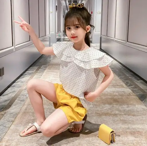 Детский комплект одежды для девочек летняя футболка и шорты с принтом без