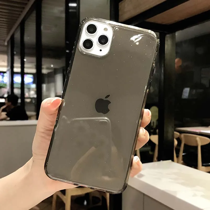 USLION Прозрачный блестящий чехол для телефона iPhone 11 X XR XS Max 7 8 6 6S Plus Мягкий ТПУ задний Чехол блестящая Обложка для iPhone 7Plus
