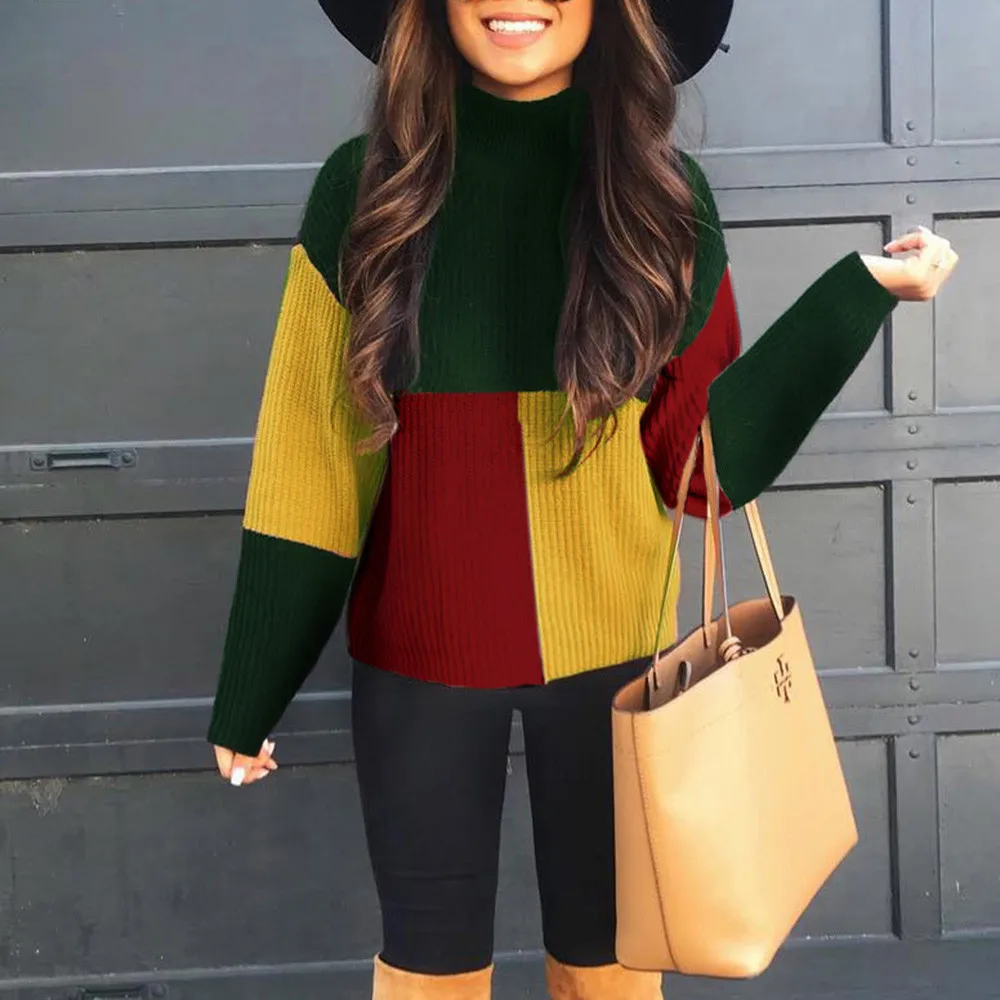 Модные женские туфли свитер осень Colorblock (цветовой блок) подставка вязаный с