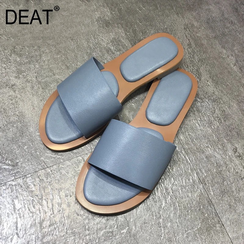 [DEAT] Новинка 2020 года Сезон весна лето Открытые тапочки из искусственной кожи с