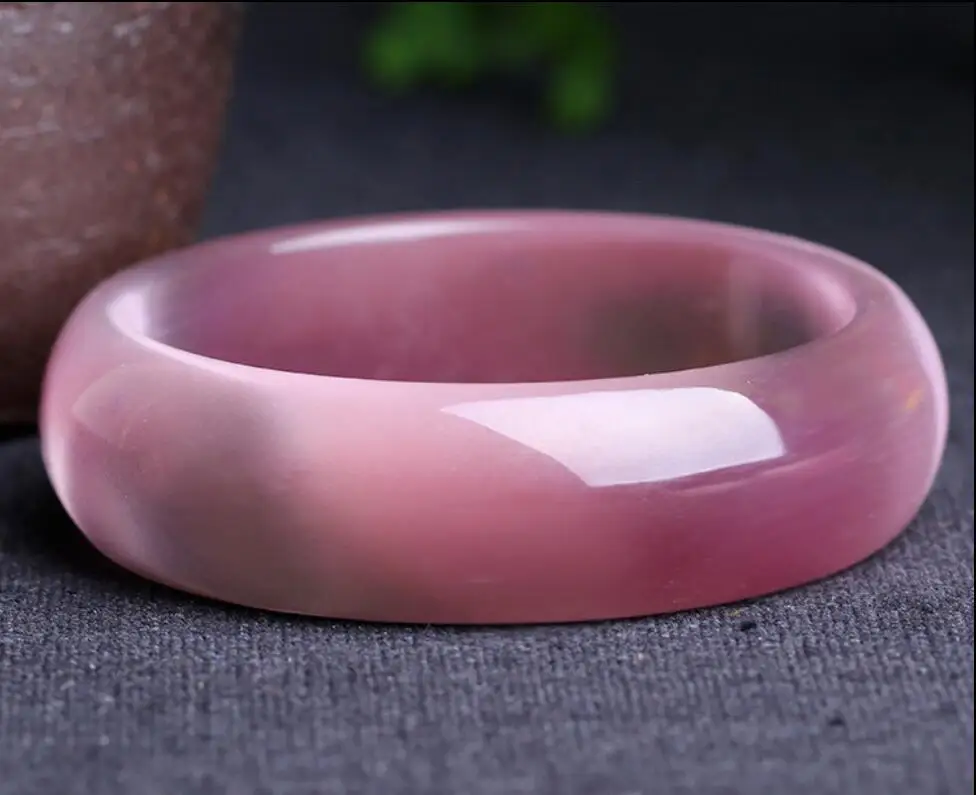 

100% Natural Women's Pink Cat Eye Stone Bead Beads Bangle Bracelet