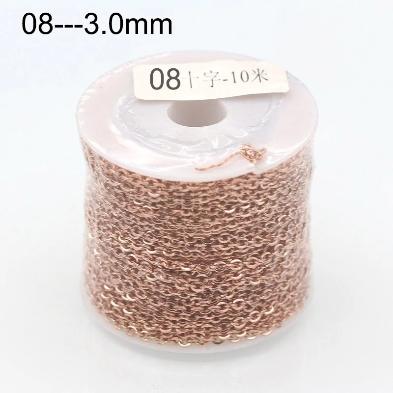 rose gold 0.8x3.0mm 10 ярдов/рулон оптом розовое золото цвет нержавеющая сталь кабельные звенья цепи 1,0 1,5 2,0 2,5 3 мм для DIY ожерелье ювелирных изделий ремесло - Цвет: rose gold 0.8x3.0mm