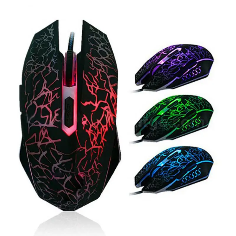 

Hot Gaming Mouse 4000 DPI 6 Buttons Crack Aggravated Professional Colorful Backlight Optical Wired Mice Game Mouse Games Mouse