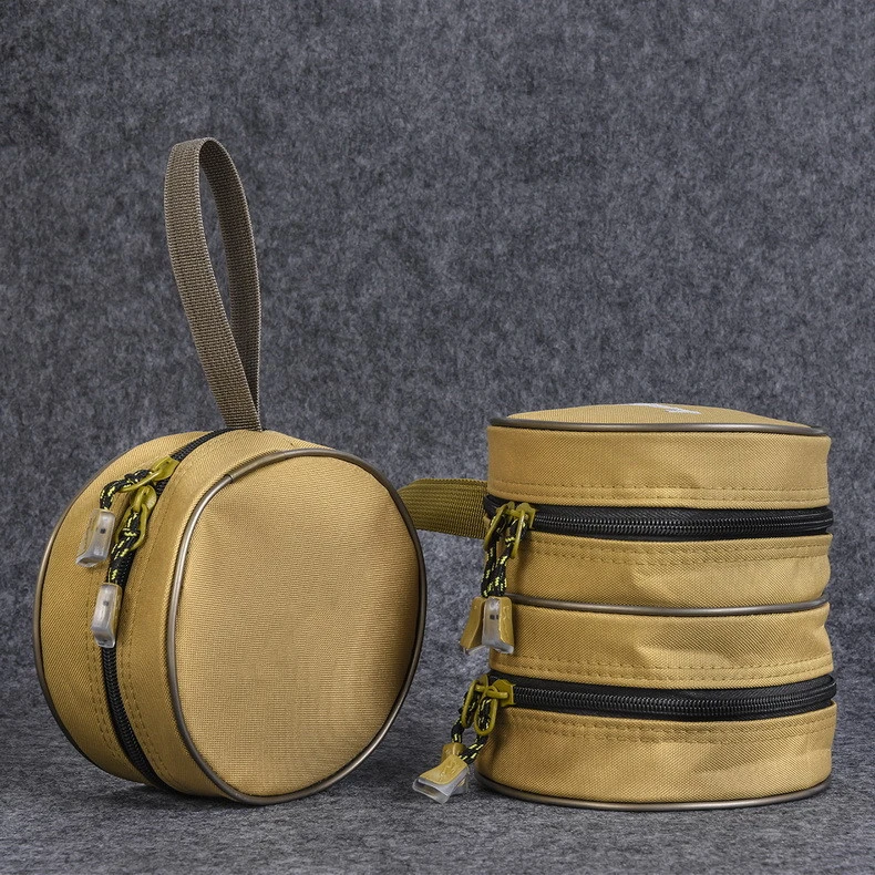 

Canvas Fishing Reel Bag Raft Wheel Drop-wheel Fishing Gear Accessory Bag Round Single and Double-layer Fishing Tool Storage Bag