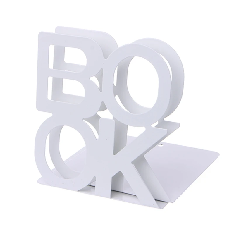 

Alphabet Shaped Metal Bookends Iron Support Holder Desk Stands For Books