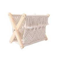 2021 new nordic cotton woven storage basket boho macrame magazine rack desktop book shelf