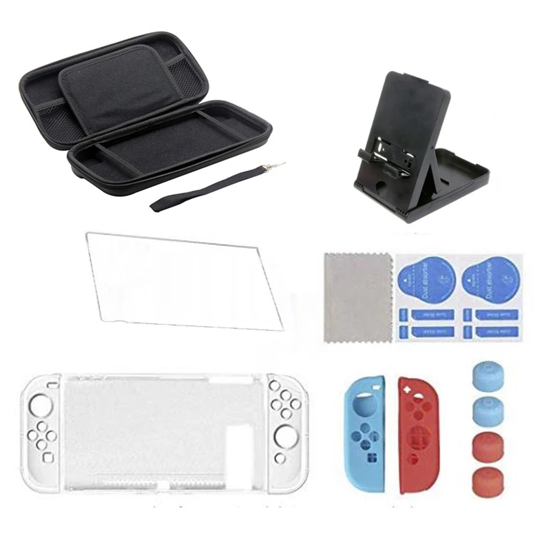 

Набор игровых аксессуаров 16 в 1 для Nintendo Switch, дорожная сумка для переноски, защита экрана, чехол, держатель