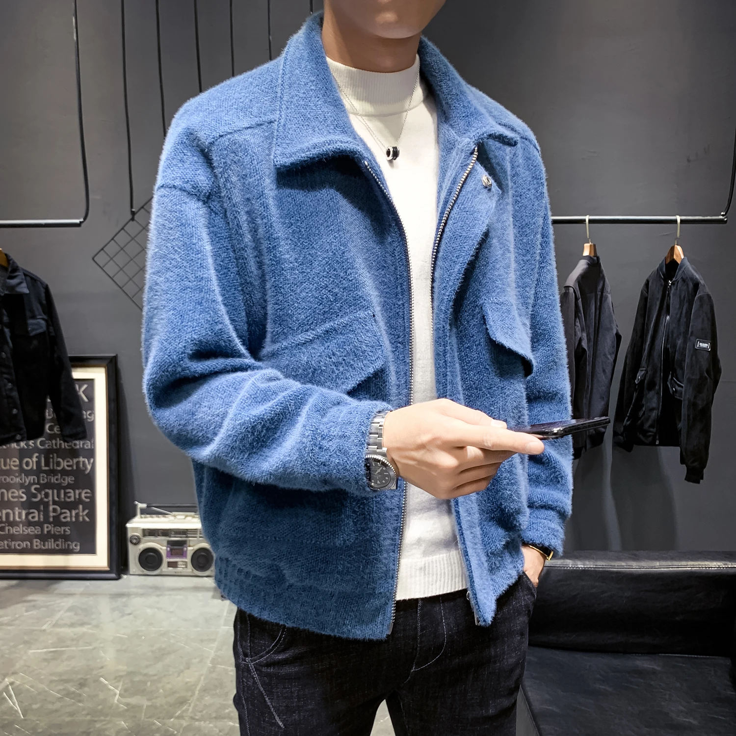 Новинка Зима 2019 модная одежда в меховом стиле короткое повседневное шерстяное