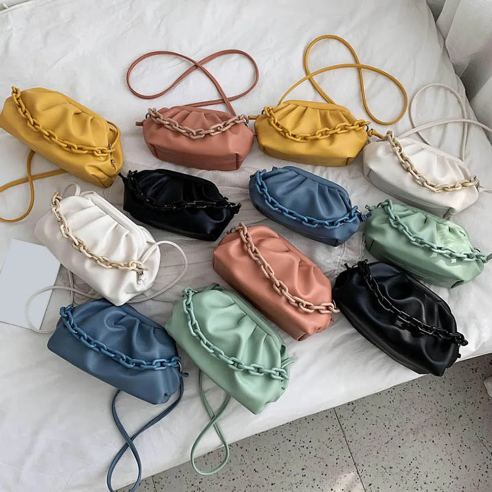 

Fashion Women Cloud Shoulder Bag PU Leather Exquisite Shopping Handbags Totes Day Clutches Color Chain Messenger Bags For 2021