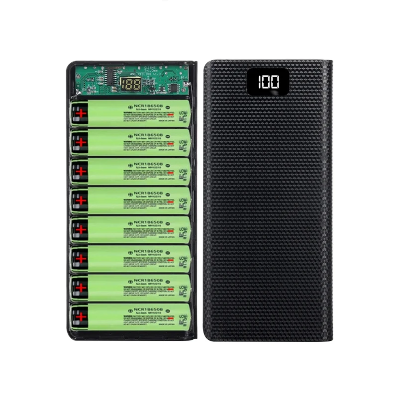 C18 Dual USB ЖК дисплей Мощность внешнего аккумулятора 8x18650 Батарея чехол банковской