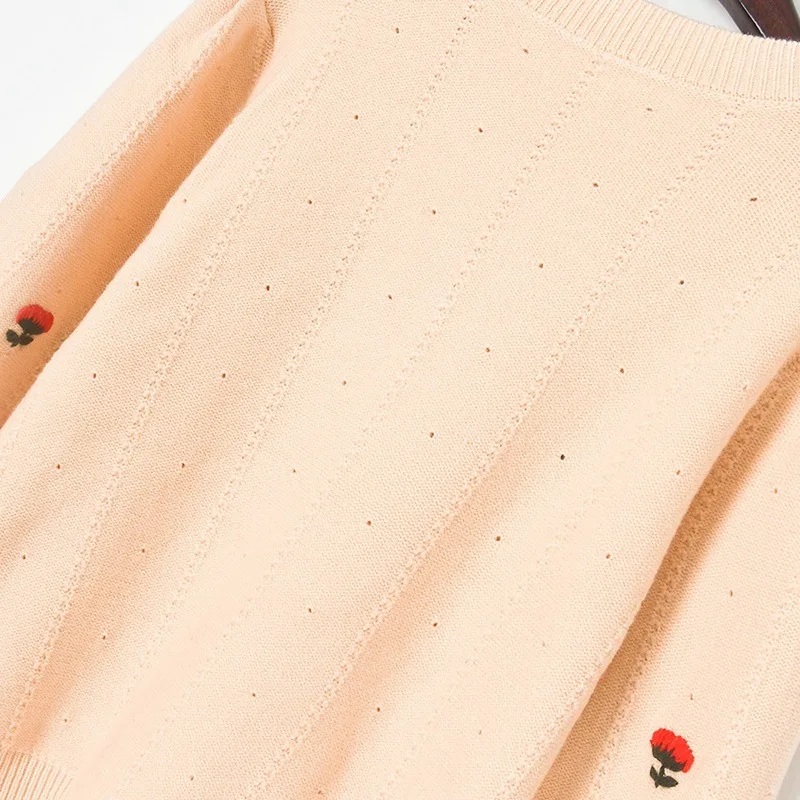 Женский трикотажный пуловер с рукавами-фонариками Свободный Повседневный