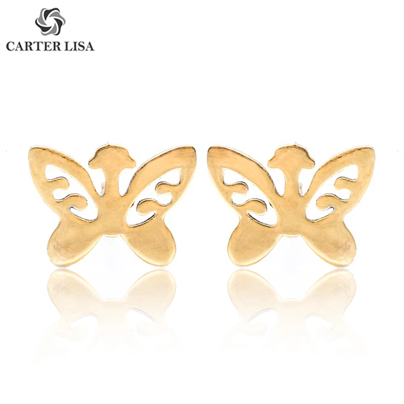 CARTER LISA Новое поступление золотые маленькие серьги гвоздики с дельфином милые из