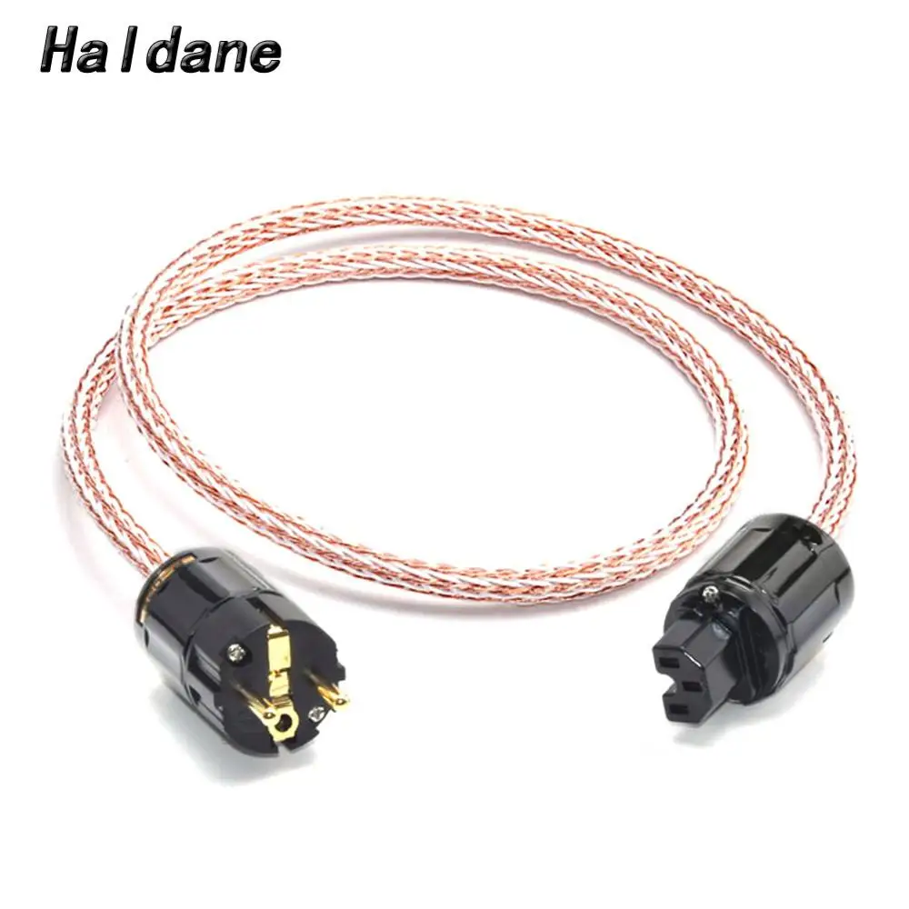 

Haldane High Quality 7NOCC Hifi TC Audiophile European AC Power Cord Cable Hi-End Schuko EUR US EU Gold plated Power Plug