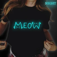women graphic cat letter funny clothing cute 90s ladies glowing clothes lady tees tops female t shirt luminous womens t shirt