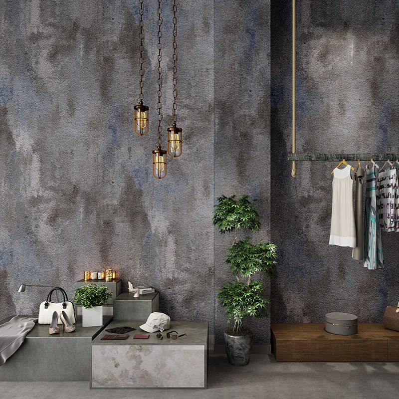 Винтажные однотонные цементно-серые обои для стен гостиной бара кафе ресторана