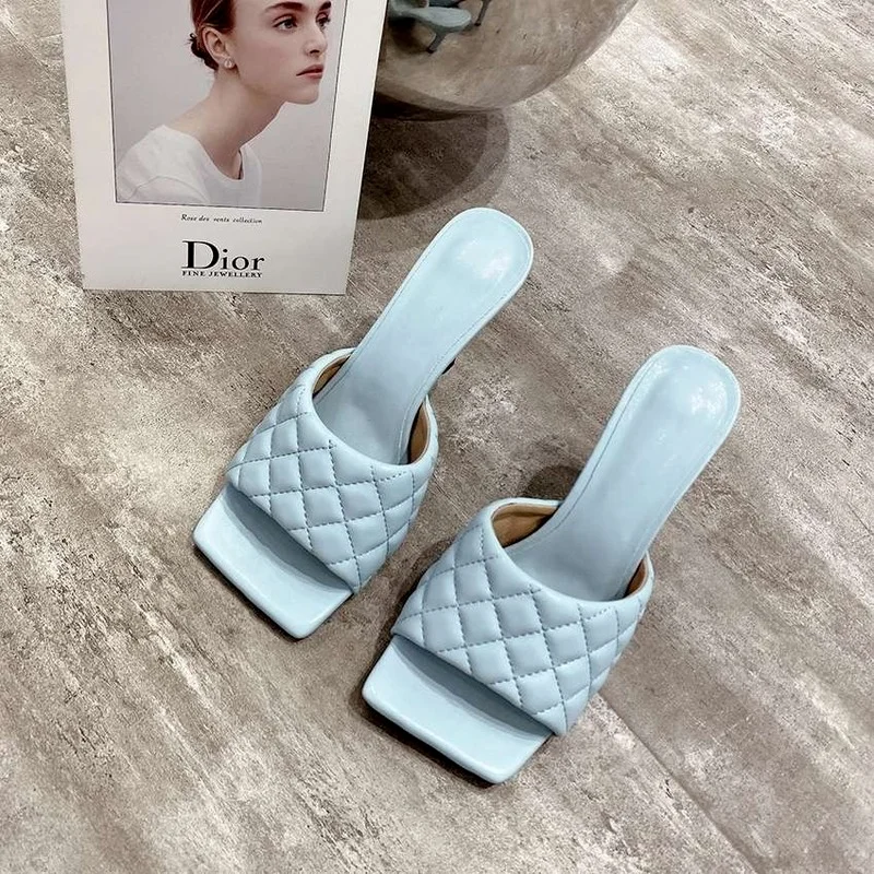 

Ladies' new fashion, elegant and generous square toe pointed slippers high heels 9CM summer outdoor beach shoes