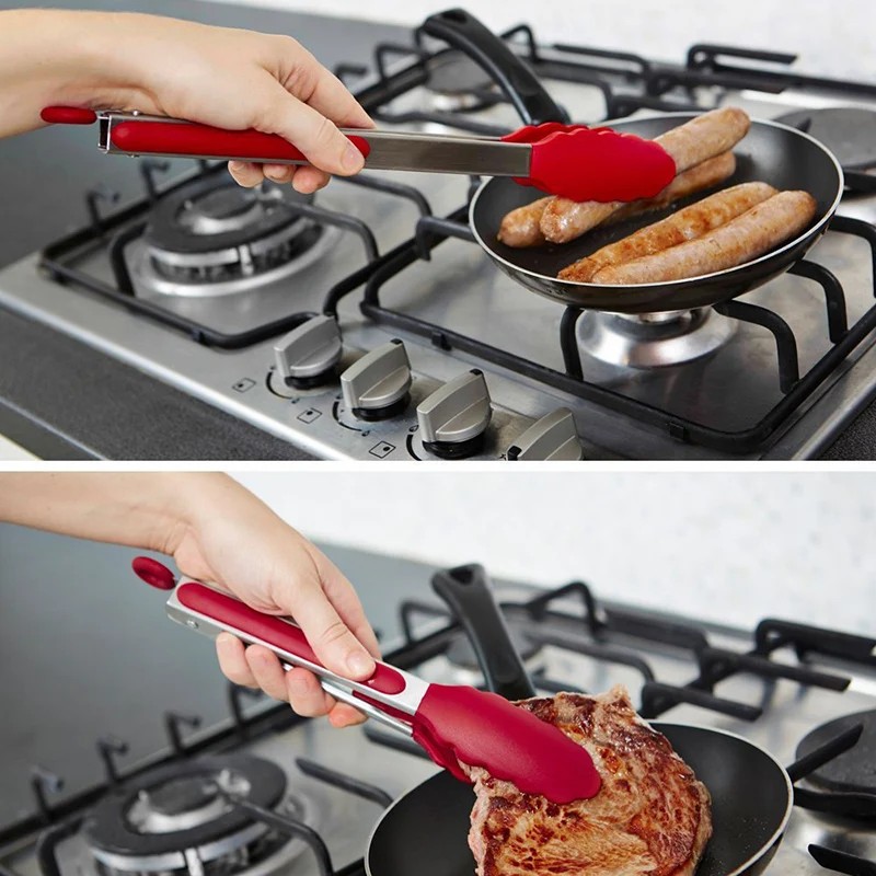 

Silicone Head Barbecue Tongs Kitchen Tongs Salad Cooking Food Grill Heat Resistant Food Grade HK3