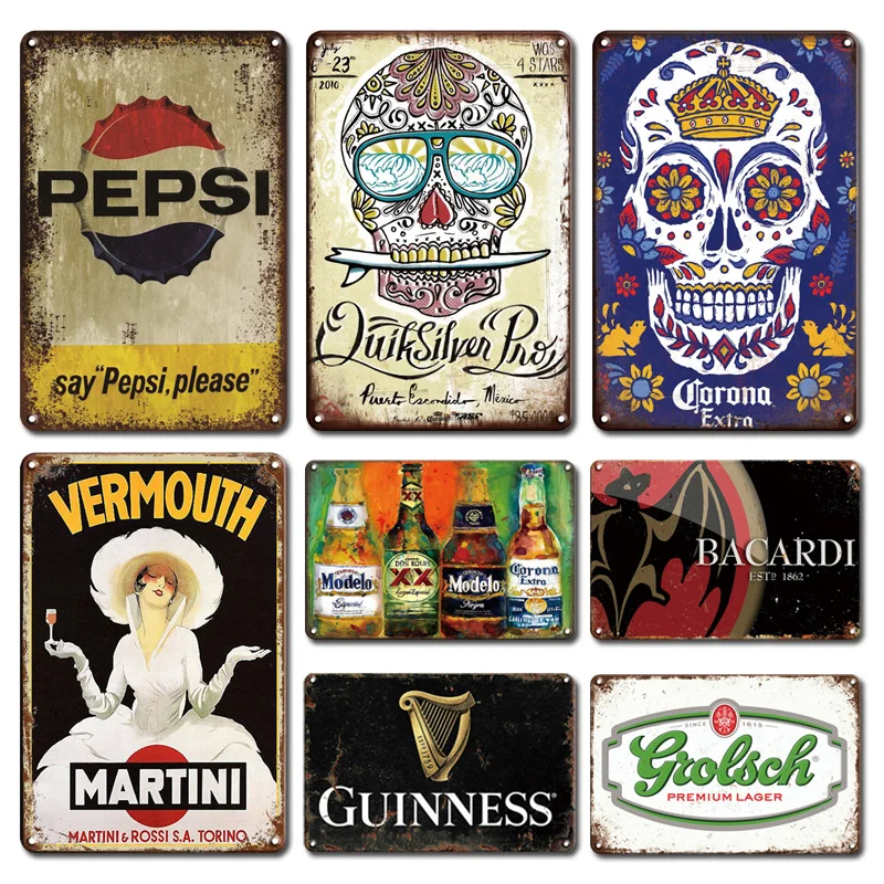 

Vintage Beer Sticker Metal Poster Tin Sign Retro Pub Bar Man Cave Decorative Plaque Shabby Chic Kitchen Home Decor Accessories