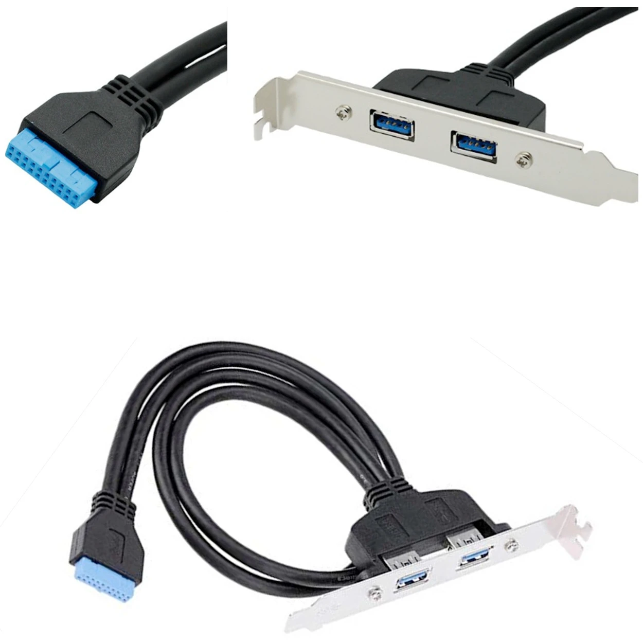 

Расширительный кронштейн задней панели USB 3,0 для 20-контактного кабеля (2-портового)
