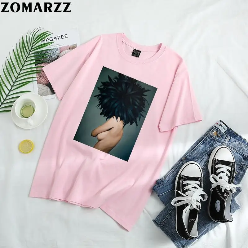 

ZOMARZZ Feathers Painting Cotton Tshirt Women Clothes 2020 Summer Short Sleeve O Neck Harajuku T Shirt Printing Tee Tops Femme