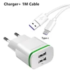 Двойное зарядное устройство USB для телефона Samsung Galaxy S10, светодиодное настенное зарядное устройство для Xiaomi Mi 9 9T Redmi Note 7 8 pro Type C